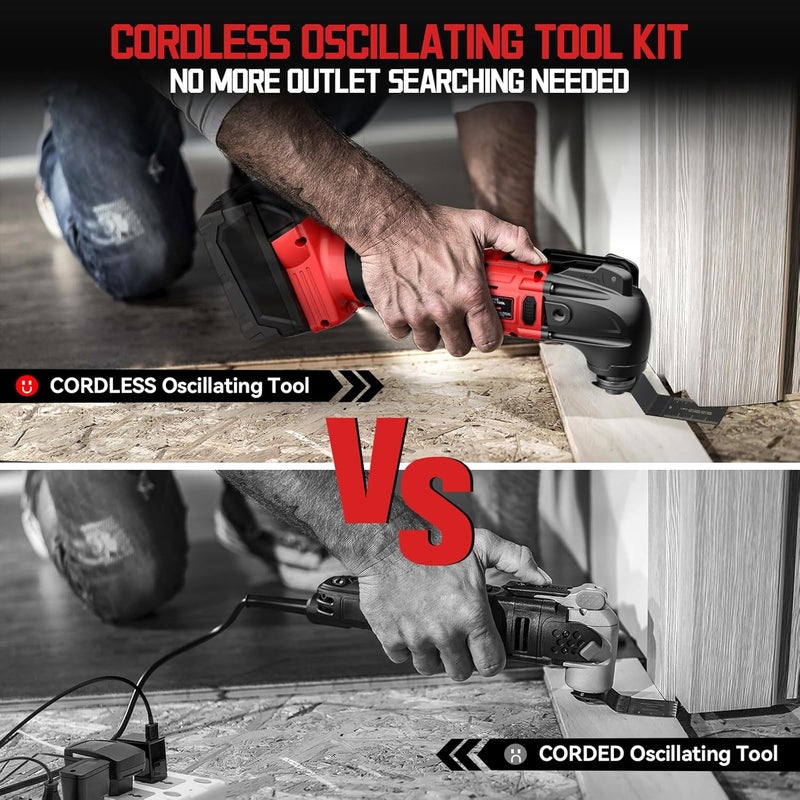 Cerycose Cordless Oscillating Tool Compatible with Milwaukee 18V Battery, 21000 OPM Max Brushless-Motor Tool with Auxiliary Handle, Oscillating Multi-Tool for Scraping, Sanding,Cutting Wood(Tool only) - Image 3
